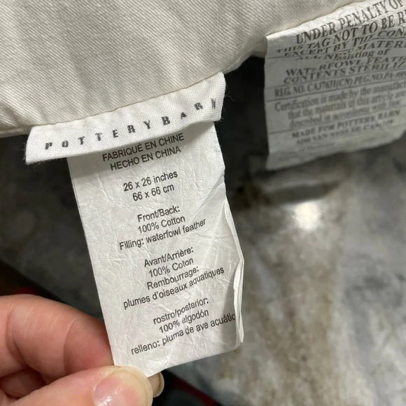 Pottery Barn Faux Fur Ruched Down Filled Pillow & Cover Gray 26x26 - Picture 3 of 9